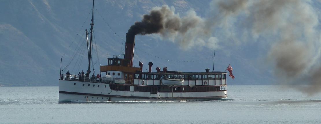 Steamship cruising on Lake Wakatipu, Queenstown
